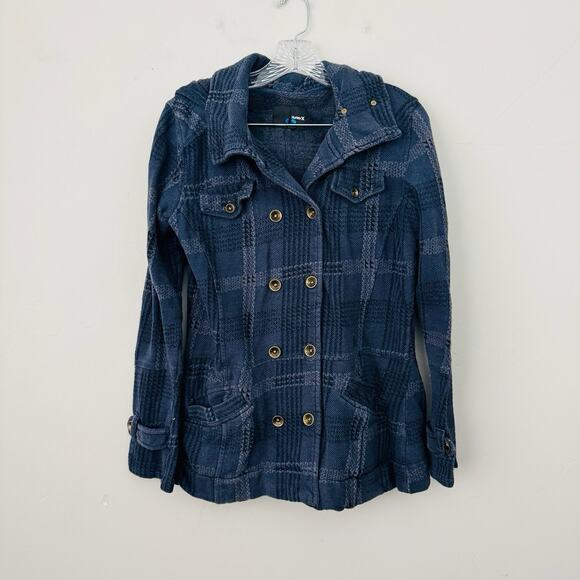 Hurley Blue Plaid Flannel Pea Coat Women’s Size M - Picture 1 of 7